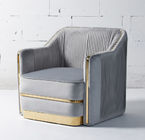 Light Luxury Style Velvet Fabric Single Sofa With Stainless Steel Decorated