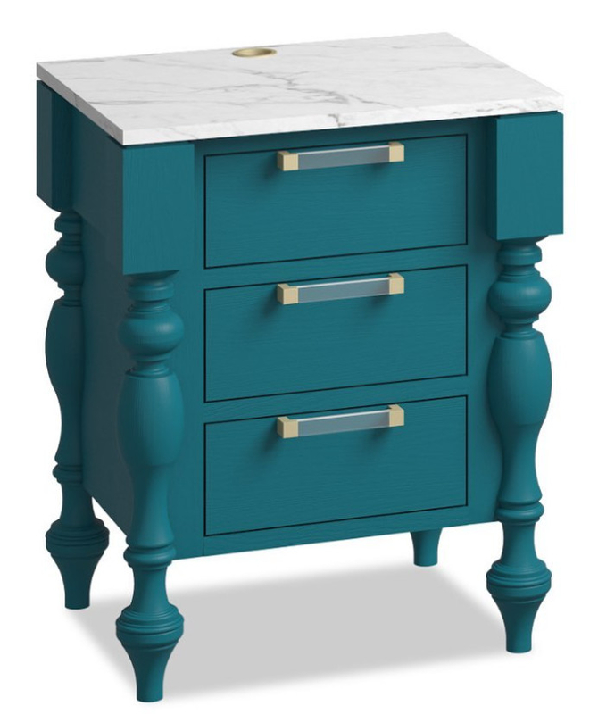 Custom Night Stand Bedside Table in solid wood & marble top Modern