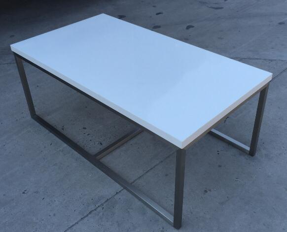 Elegant Brushed Modern Furniture Coffee Table Durable Square Glass Top Table 0