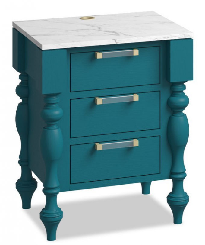 Custom Night Stand Bedside Table in solid wood & marble top Modern 1