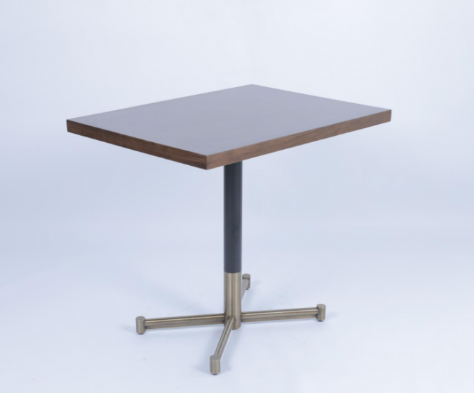 Wood Top Bedside Coffee Table Stainless Steel Base Luxury Modern 1