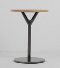 Round Shape Wood And Metal Coffee Side Table Contemporary