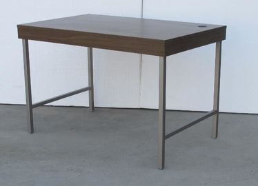 Wooden Top Hotel Writing Desk Metal Legs For Study / Dining , Dark Color
