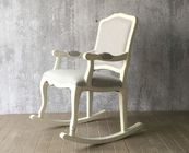 European Style Wooden Leisure Chair , White High Back Velvet Chair dining