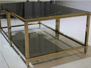 Metal Frame Living Room Coffee Table Black Contemporary Stone Top Side Table