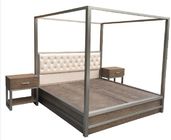 Metal Frame Queen Bedroom Furniture Sets King Bed With Light Oak Wood