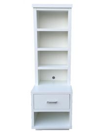 PU Finish Tall Bedside Tables With Drawers / White Narrow Tall Nightstand