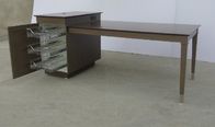 Dark Stain Simple Writing Table With Microwave Unit , Hospitality Case Goods