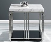 White Quartz Top Living Room Coffee Table Metal Frame With Stainless Steel Polished