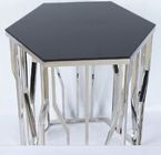 Professional Custom Black Glass Top End Tables Hospitality Case Goods W50 * H55CM