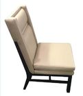 Leather Beige Color Upholstered Dining Chairs With Black Legs / High Denisty Foam