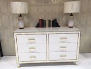 White High Gloss Hotel Room Dresser 6 Drawers With Metal Strip , PU Lacquer Paint