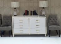 White High Gloss Hotel Room Dresser 6 Drawers With Metal Strip , PU Lacquer Paint