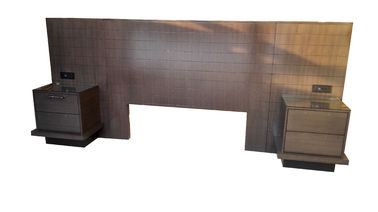 Queen Size Hotel Style Headboards 2 Night Stands Hospitality Case Goods Dark Walnut Color
