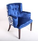 Blue Velvet Tufted Chair Home Furniture , Wooden Arm Chairs Living Room dining chair