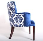 Blue Velvet Tufted Chair Home Furniture , Wooden Arm Chairs Living Room dining chair
