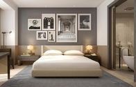 5 Star Luxury Hotel Bedroom Furniture King Size Headboard / Solid Walnut