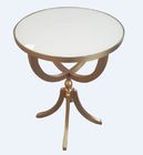 White Quartz Top Small Round Coffee Table Pedestal End Table Dia 18*24
