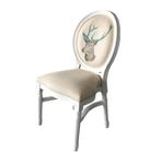 Stackable French Furniture Dining Room Chairs , Linen Fabric Solid Wood Dining Chairs