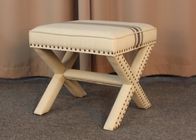 Wood Cross Bedroom Ottoman Bench With Storage X Leg , French Style
