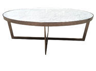 Indoor Furniture Stone Top Living Room Coffee Table White Quartz With Metal Base