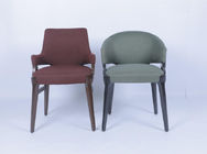 Velvet Wood Modern Dining Arm Chairs Customized Fabric Wood Frame
