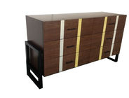 Black Metal Base Wooden Six Drawer Dresser For Hotel Bedroom Furniture
