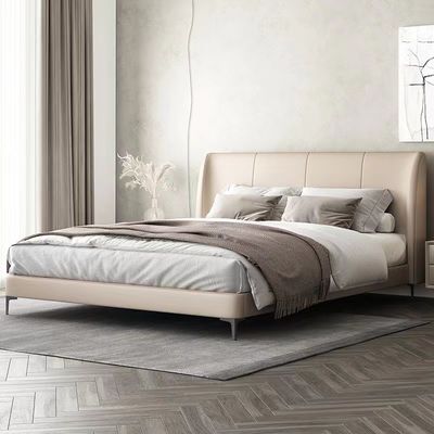 European Style Luxury Hotel Beige Upholstered Bed