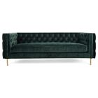 Golden Metal Leg Button Tufted Sofa Sets For Wedding / Living Room , Black Velvet Fabric