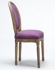 French Style Oak Dining Room Chairs Antique Design Purple Linen Fabric