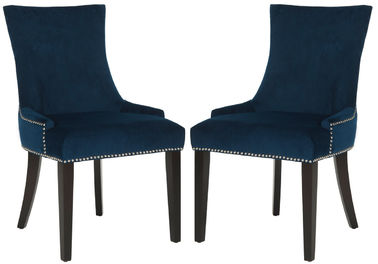 American New model modern style high back with slver neilheads  linen fabric wood dining chair