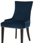 American New model modern style high back with slver neilheads  linen fabric wood dining chair