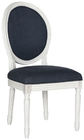 French  New model modern style oval back white wood frame with  black  fabric wood dining chair