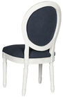 French  New model modern style oval back white wood frame with  black  fabric wood dining chair