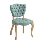 Antique Furniture Dining Room Chairs Button Tufted Blue Color Linen Fabric