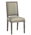 White Natural oak wood frame linen fabric wooden dining chair