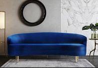 Home furniture blue velvet Fabric Upholstery Furniture Event Furniture Rental Metal Sofa with 4 brass leg In Black Color