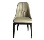Custom made beech wood frame leather upholstery dining chair