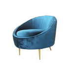 2018 Hotsale blue velvet single sofa,velvet lounge chair  with golden metal legs