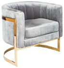 2018 wholesale good design gold stainless steel leisure pink velvet single sofa