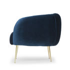 European furniture classic stainless steel metal leg blue velvet armchair