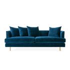 European style modern design Blue velvet sofa with stainless steel metal base