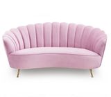 Pink couch velvet tufting upholstered  wedding rental metal living room sofa with 4 metel legs