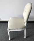 French style vintage natural oak white wood frame fabric dining chair