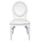 French style white finish oak wood antique stackable wedding louis dining chair