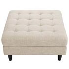 Square American Style Bedroom Ottoman Storage Bench Button Tufted Linen Wooden Base