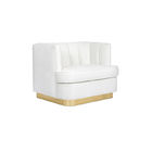 White velvet Fabric Chinese Style Single Accent Leisure Home Living Room Club Armchair Lounge Arm Chair golden base
