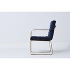Popular Modern Contracted Blue Velvet Living Room Chair With Metal Base Brushed Brass