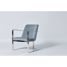 Modern Design Clean Blue Fabric Furniture Dining Room Chairs With Steel Metal Base