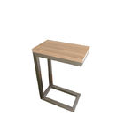 Brushed Nickel Leg Wooden Frame Small Wood Veneer Side Coffee Table For Living Room